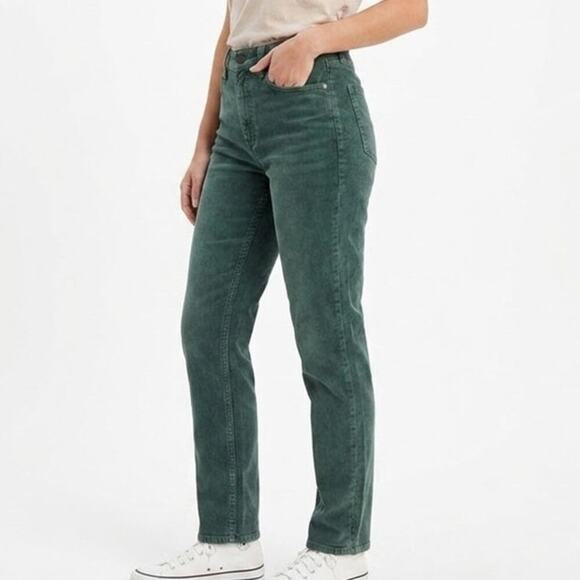 American Eagle Outfitters Denim - American Eagle Women's Corduroy Mom Straight Jeans Sz 2 Green Stretch High Rise